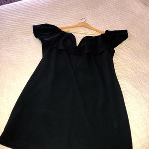 Low back off the shoulder v neck dress